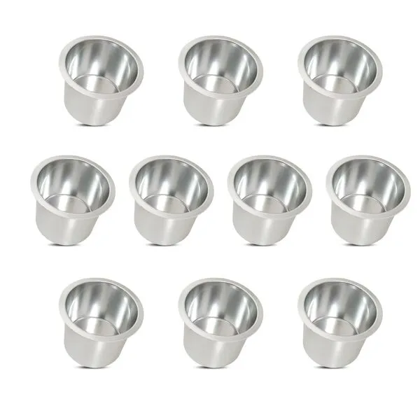 Yuanhe Aluminum Jumbo Cup Holder - 10 Pack Silver Poker Table Cup Holder Insert for Casino Game Table Sofa Boats Pontoon Marine Bench Desk RV Cars & Trucks