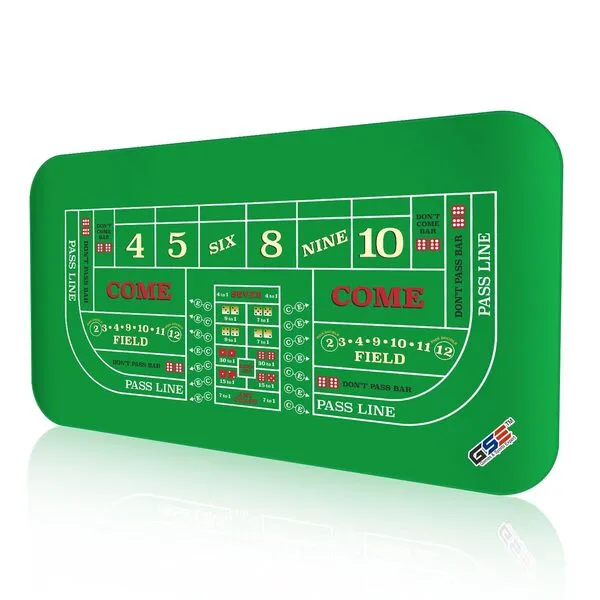 GSE Games & Sports Expert Professional Casino Craps Tabletop Layout Mat with Carrying Bag, Non-Slip Rubber Craps Dice Game Table Top Mat for Family/Friends Parties, Casino Night