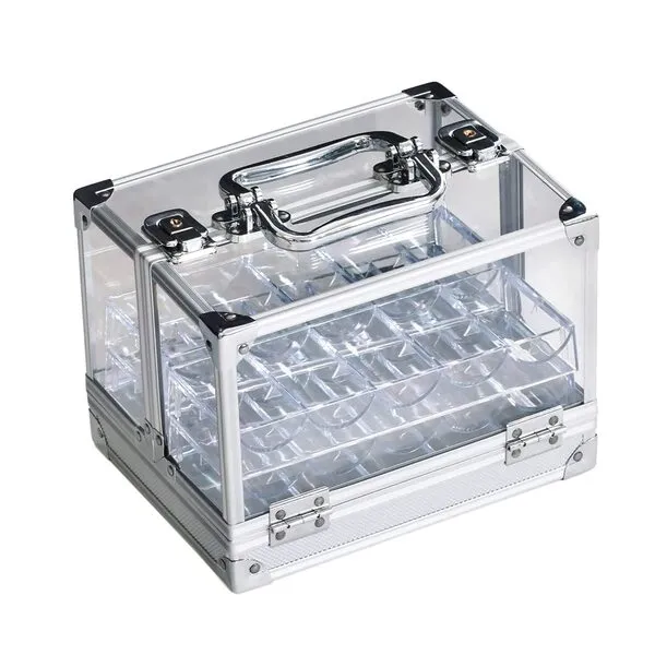 GSE Poker Chip Case, 600pcs/1,000pcs Acrylic Poker Chip Case | Casino Acrylic Poker Chips Carrier with Poker Chip Trays