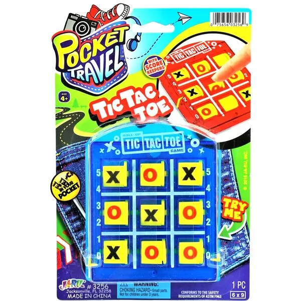 JA-RU Portable Tic Tac Toe (1 Pack) Classic Mini Board Games for Kids. Pocket Travel Size. Party Favor Birthday Stocking Stuffer. 3256-1