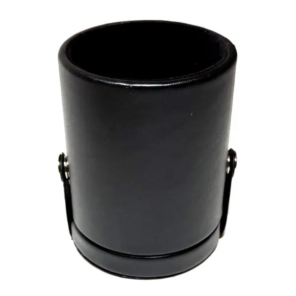Black Leatherette Deluxe Dice Cup With Storage Compartment for Included Poker Dice Set