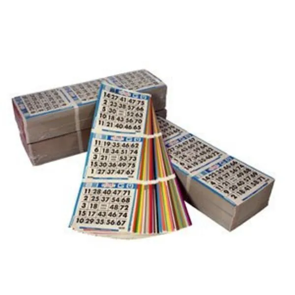 United Novelty 3 on 5 up Bingo Color Collated Paper Game Cards- 100 Books- 500 Sheets- Rotation: Blue, Orange, Green, Yellow, Pink