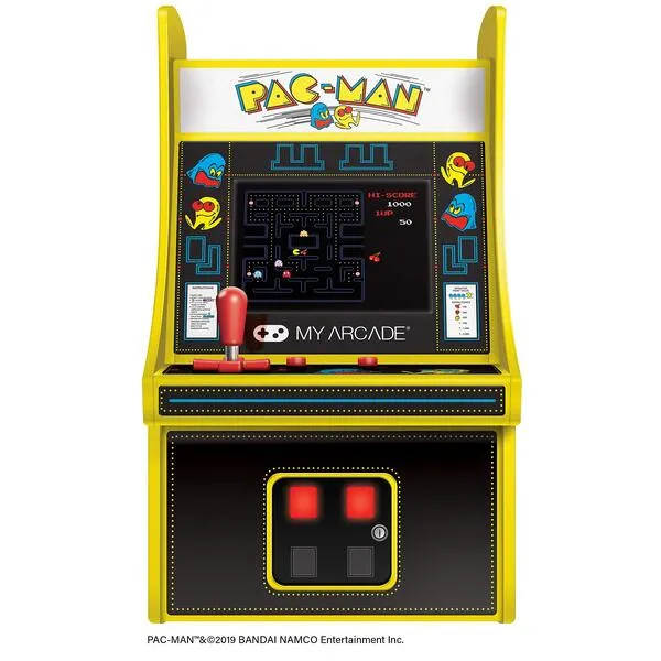 My Arcade DGUNL-3220 Micro Player Mini Arcade Machine Pac-Man Video Game, Fully Playable,6.75 Inch Collectible,Color Display, Speaker,Volume Buttons, Headphone Jack,Battery or Micro USB Powered, Black