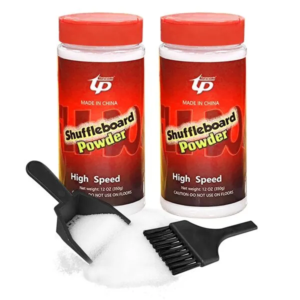 TORPSPORTS Shuffleboard Sand Wax High/Medium Speed Shuffleboard Powder Set, Shuffleboard Sand with Mini Brush Set