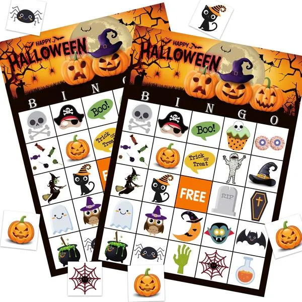 MISS FANTASY Halloween Games Halloween Bingo Game for Kids Halloween Party Games for Kids Family Classroom Activities 24 Players Bingo Cards
