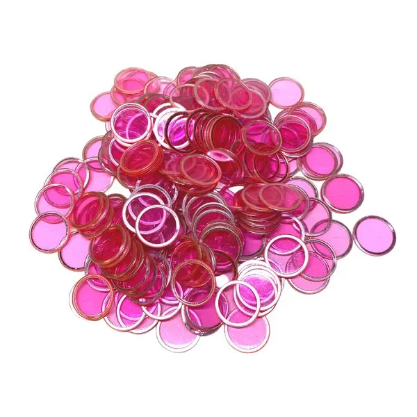 MR CHIPS Magnetic Bingo Chips with Metal Edge 3/4 Inch – 200 Upgraded Pieces Pink Transparent Bingo Chips - Available in 7 Colors in A Reusable Storage Bag