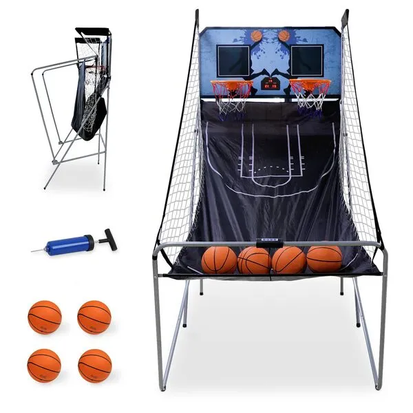 HomGarden Foldable Indoor Basketball Arcade Game Sport Double Triple Electronic Hoops Shot 2 Players w/4 Balls, Inflation Pump for Kids and Adults