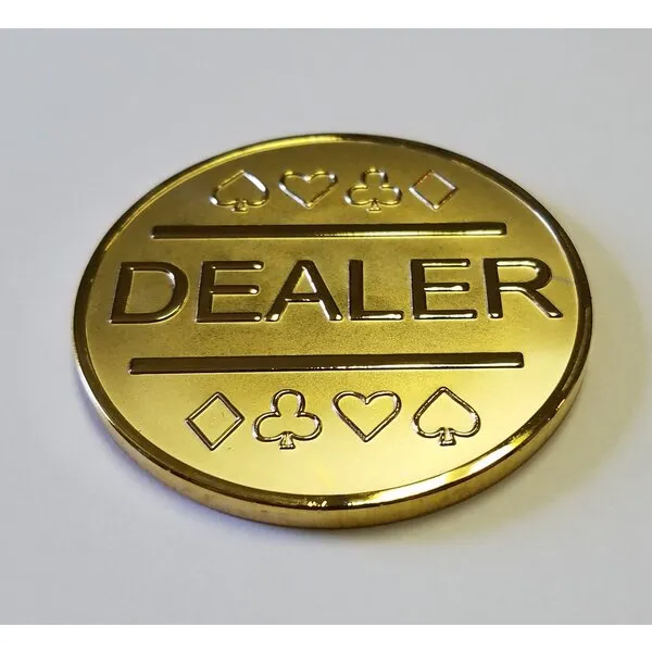 Gold Plated Metal Dealer Button for Poker Games Such as Texas Hold\'em