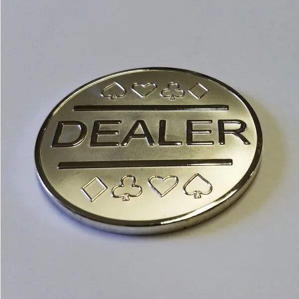 Silver Plated Metal Dealer Button for Poker Games Such as Texas Hold'em