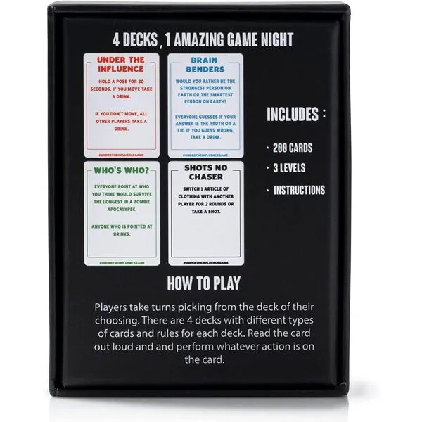 Shots No Chaser Under The Influence Drinking Game for Any Occassion | Challenges, Dares, and Questions Ranging from Mild to Wild | Perfect for Parties and Game Night