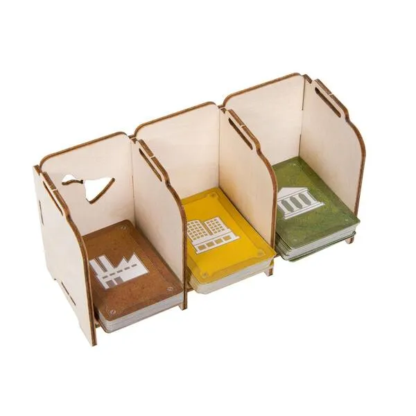 The Broken Token Mini Stacking Tabletop Card Holder with 3 Trays - Wooden Card Stand with Rows, Card Organizer for Tabletop Games