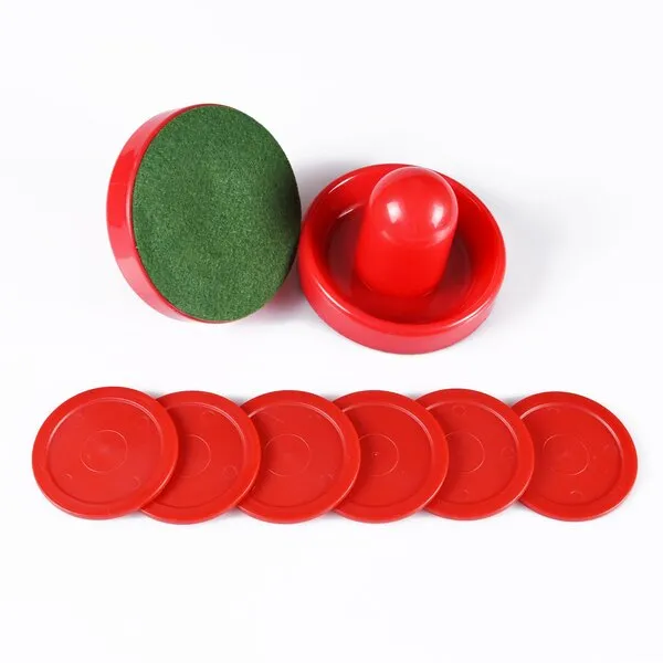East Eagle Air Hockey Red Replacement Pucks & Slider Pusher Goalies for Game Tables, Equipment, Accessories (2 Striker, 6 Puck Pack)