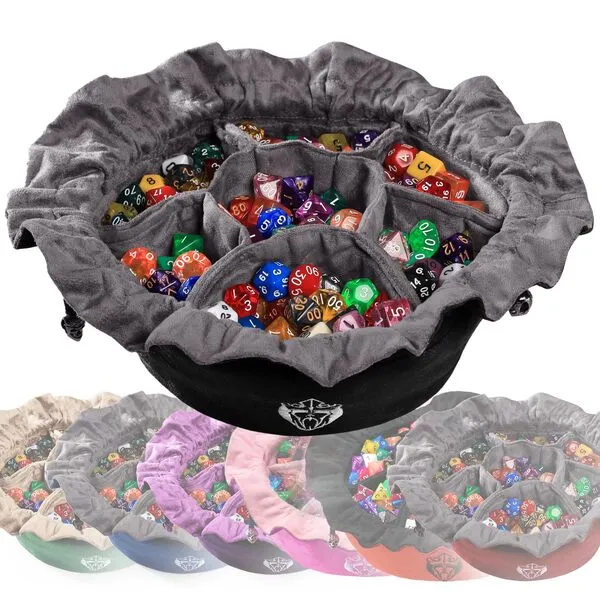 CardKingPro Immense Dice Bags with Pockets - Black - Capacity 150+ Dice - Great for Dice Hoarders [Patented Design]