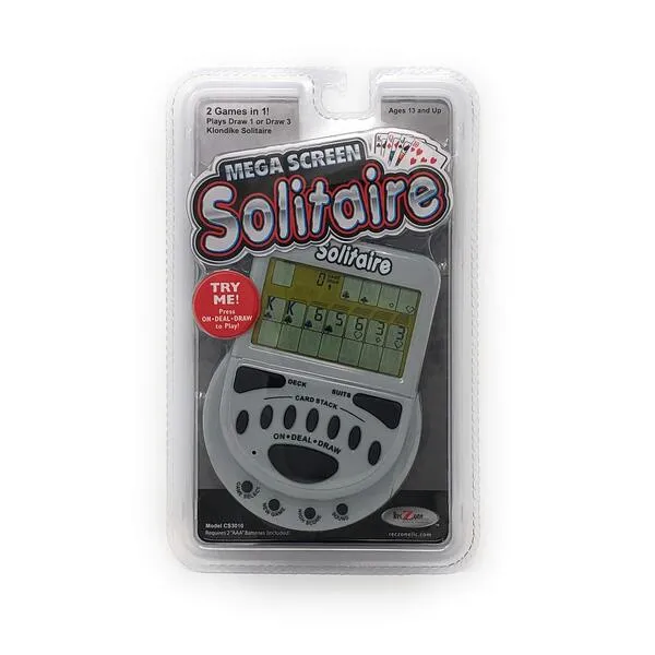 John N. Hansen Mega Screen Handheld Solitaire Game - Klondike Style Video Play for Ages 8+