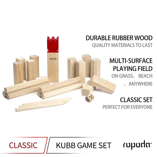 ropoda Kubb Game Premium Set - Game Set for Yard/Outdoor/Lawn/Beach - Pinewood Viking Chess Game with Carrying Bag for Adults and Kids