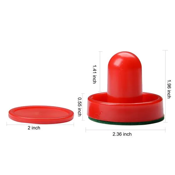 MUZOCT Great Goal Handles Pushers Replacement Accessories for Game Tables - 2 Red Air Hockey Pushers and 4 Red Pucks for Children