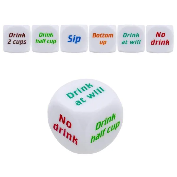 KRISMYA 1Pcs Funny Drinking Dice Game Rolling Decider Party Drunk Frenzy Party Game Bar Pub Adult Favor Toys