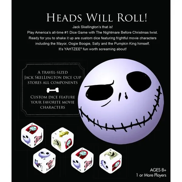 Disney Yahtzee The Nightmare Before Christmas Dice Game | Collectible Jack Skellington Toy | Family Dice Game & Travel Games