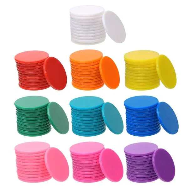 Shapenty 10 Colors Small Plastic Learning Counters Disks Chip Counting Discs Markers for Math Practice and Poker Chips Game Tokens with Storage Box, 25mm/1 Inch,120PCS