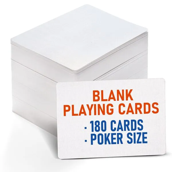 LotFancy Blank Playing Cards, 180PCS White Blank Index Flash Cards to Write on, Printable, Study Learning Cards, DIY Gift Card, Game Cards, Matte Finish, Poker Size, 2.5