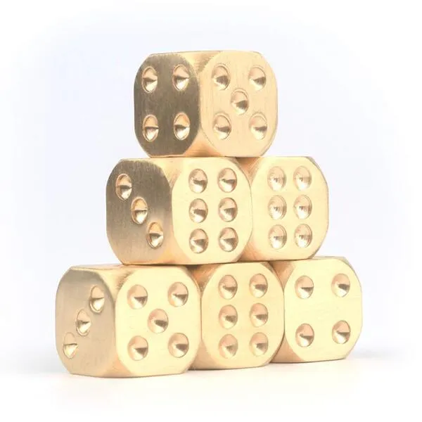 Village-Living 6pcs/Set Handmade Brass Solid bar Supplies Casino Mahjong dice