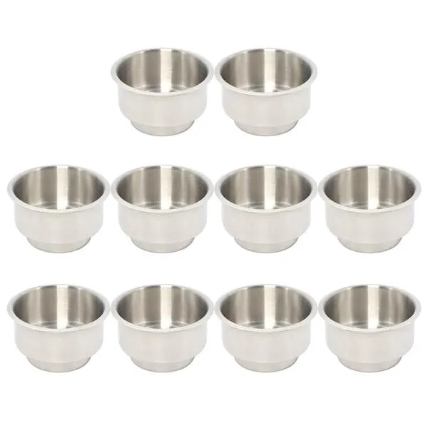 Amarine Made 10 Pack of Stainless Steel Drop-in Cup Holders Poker Table Drink Holder, Boat Drink Holder, Camper Car Drink Holder