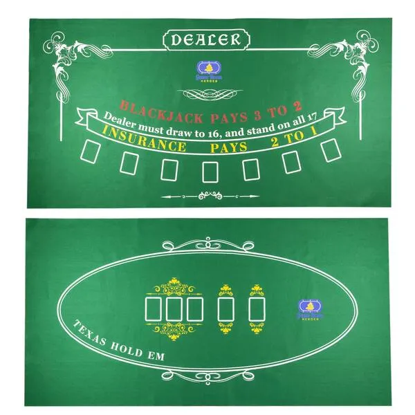 Tabletop Casino Felt Layout for Texas Holdem Poker and Blackjack - Premium Professional Grade Blackjack and Poker Mat for, Theme Party, Poker Night, Fundraisers & Gatherings