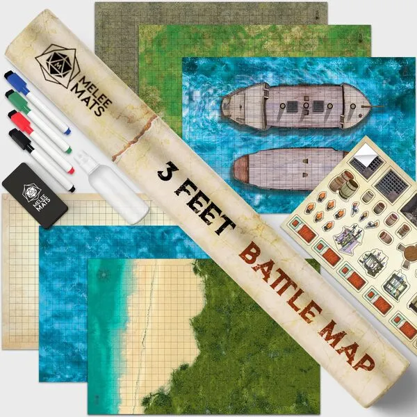 Melee Mats DND Map Starter Kit for Dungeons & Dragons Game - 24” x 36