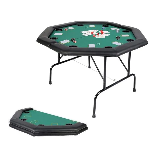 Dporticus 48” Texas Holdem Poker Table for 8 Player Casino Style Folding Card Games Gambling Table Lightweight Portable