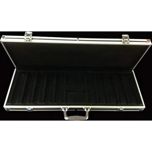 Las Vegas Style 500 Black Aluminum Chip Case Holds 2 Decks of Cards and 500 Poker Casino Chips