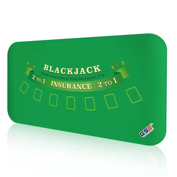 GSE Games & Sports Expert Professional Casino Blackjack Tabletop Layout Mat with Carrying Bag, Non-Slip Rubber Blackjack Table Top Mat for Family/Friends Parties, Casino Nights