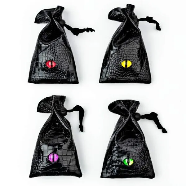 4 Pack Dice Bags with Dragons Eye Design Drawstring Pouch Storage Bag for DND RPG MTG Game Dices, Coins and Accessories