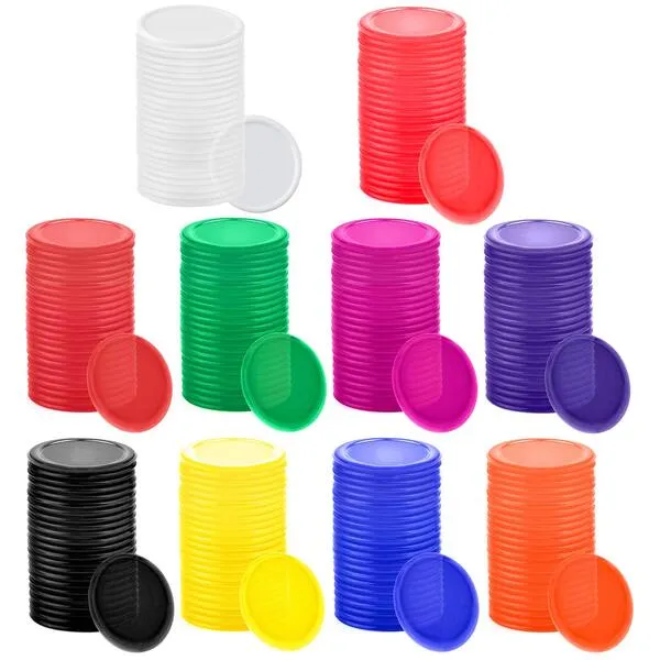 Coopay 300 Pieces 10 Colors Plastic Learning Counters Disks Bingo Chip Counting Discs Markers for Math Practice and Poker Chips Game Tokens,1 Inch (Style 2)