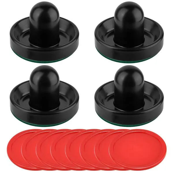 Coopay Air Hockey Pushers and Red Air Hockey Pucks, Goal Handles Paddles Replacement Accessories for Game Tables(4 Striker, 8 Puck Pack)