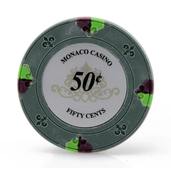 Versa Games Monaco Casino Clay Poker Chips in 13.5g - Pack of 50 - (Choose Color)
