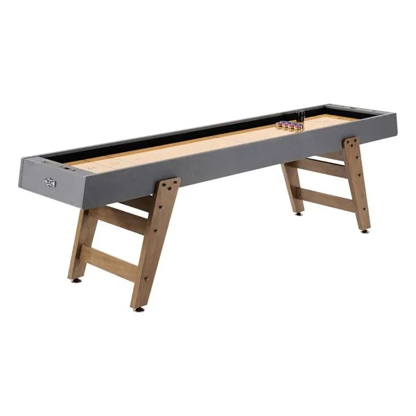 Hall of Games 9ft Kinwood Shuffleboard Table with Scratch Resistant Playfield and 8-Puck Set Perfect for Family Game Rooms
