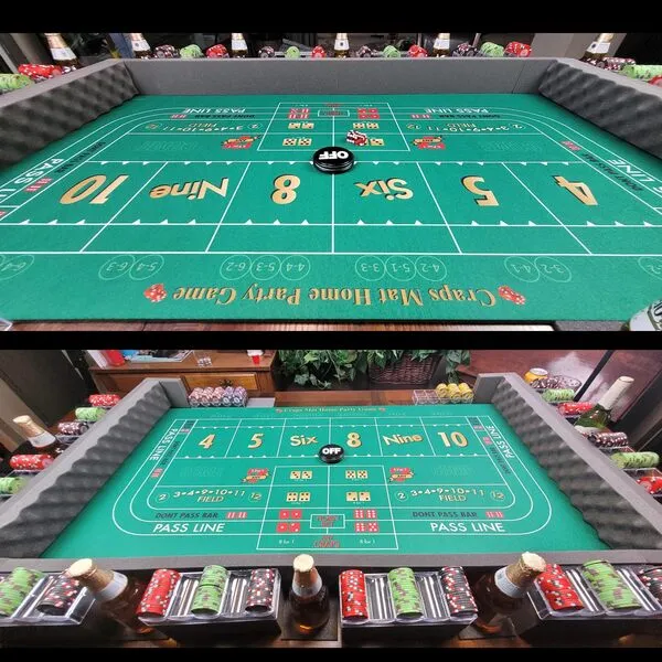 Casino Dealer Mats Premium Quality Craps Mat - Lightweight Portable - Fits on Most Dining Room Tables - The Ultimate Home Style Party Game