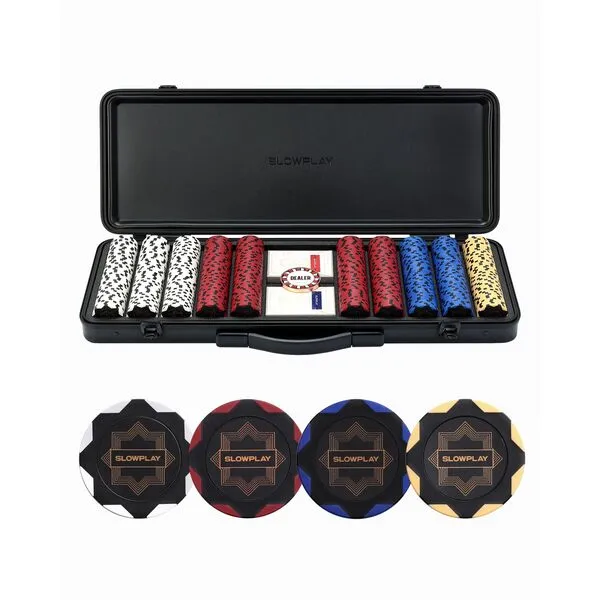 SLOWPLAY Nash 14 Gram Clay Poker Chips Set for Texas Hold’em, 300 PCS/500PCS, Blank Chips/Numbered Chips.Features a high-end Carrying case with Leather Interior Design and German Polycarbonate Shell