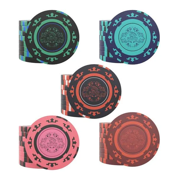 Bullets Playing Cards - Poker case with 300 Clay Poker Chips Corrado Without Values
