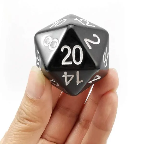Bescon Jumbo Glowing D20 38MM, Big Size 20 Sides Dice Blue Glow in Dark, Big 20 Faces Cube 1.5 inch