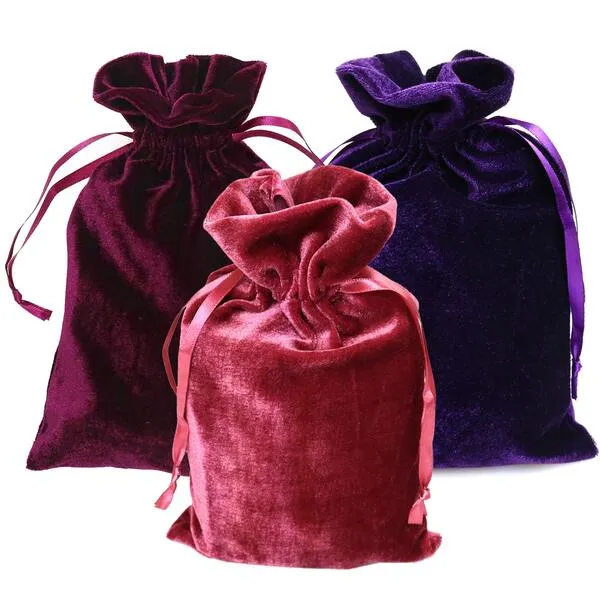 GiftExpress Pack of 3 Velvet Tarot Rune Bag, Purple, Ross, Wine 6