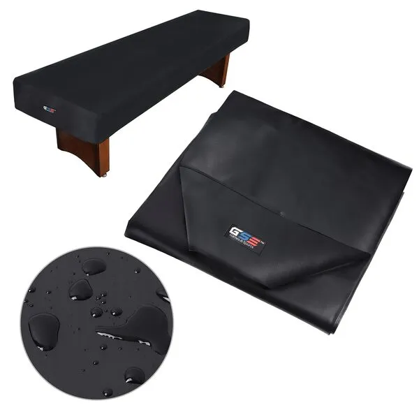 GSE Games & Sports Expert 9'/12'/14'/16' Heavy-Duty Leatherette Shuffleboard Table Cover for Shuffleboard Table Accessories (Black/Brown)