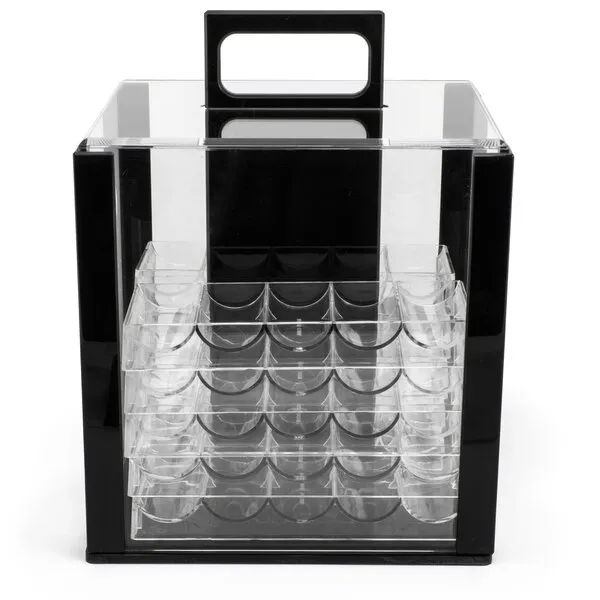 Brybelly Acrylic 1000-count Poker Chip Carry Case with 10 Chip Trays - Protect & Secure Your Poker Chip Sets - Clear Acrylic Display Case with Carry Handle