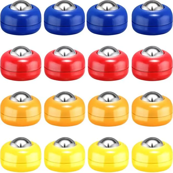 Gejoy 16 Pieces Mini Shuffleboard Replacement Pucks Tabletop Equipment Rollers Set Shuffleboard Curling Accessories