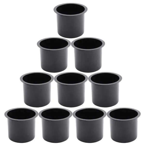 10 Pieces of Solid Aluminum Drop-in Drink Cup Holder for Boat,Table,Camper (10 Pack of Black)