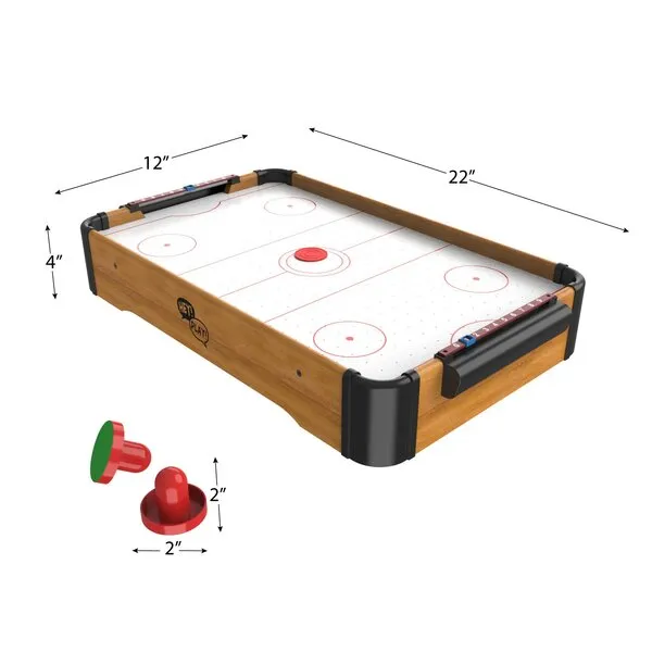 Air Hockey Table Mini Arcade Game - 22-Inch Tabletop Board Game for Girls and Boys, Battery-Operated, and Includes Puck and Paddles by Hey Play