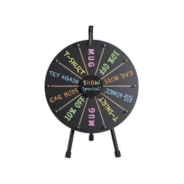 Dry Erase/Chalkboard Wheel Spinning Wheel for Prizes - Spin The Wheel Game for Trade Shows, Corporate Functions, Fundraisers and Promotional Campaigns (Chalkboard, 21in)
