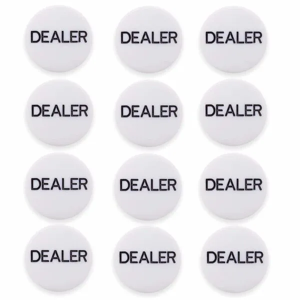 12-Pack Dealer Buttons - Poker Accessories, Casino Game Pucks, Texas Hold\'em Button for Card Games, Bulk Vegas Night Playing Card Accessory