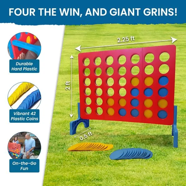 Bolaball 4 in a Row Interactive Game for Kids and Adults, Strategy Board Games for Kids Ages 3 and Above, 2 Player for Family and Kids, Perfect Indoor & Outdoor Game (Tabletop Version)