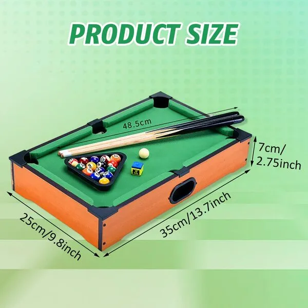 menolana Mini Pool Table & Billiard Set | Small Billiards Balls, Pool Cues, Triangle Rack, Chalk Desk Games for Travel,Friends, Office